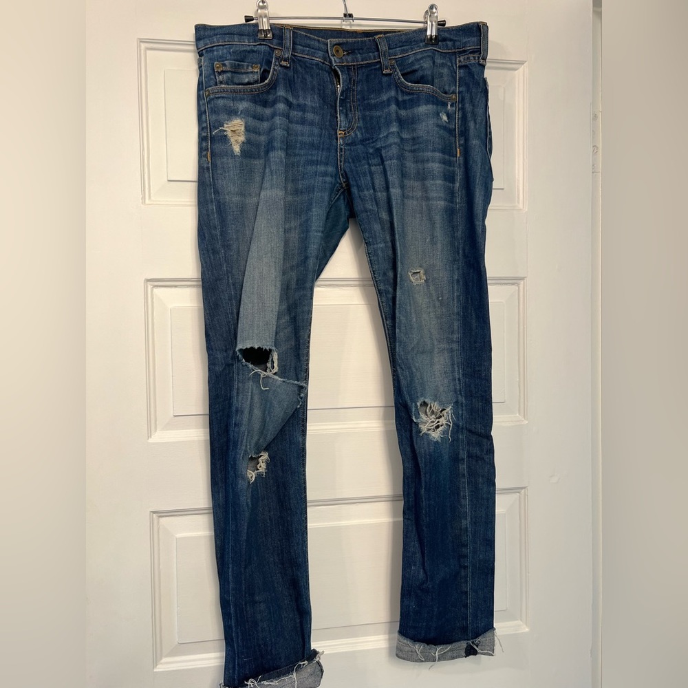 rag & bone Ripped Blue Skinny Jeans